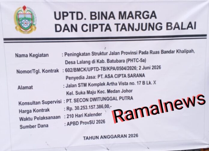 Proyek jalan Rp30 miliar di Medang Deras Kabupaten Batu Bara